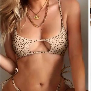 NWOT ZAFUL Dalmatian Print Tie Cutout Bikini Top